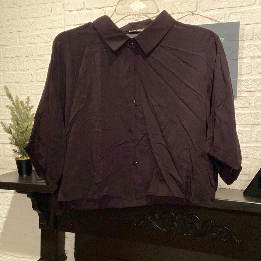 Black button down SHEIN crop size L